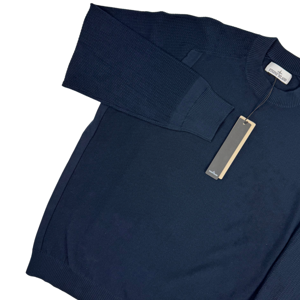 Jersey Stone Island cuello redondo de punto azul marino - talla 2XL