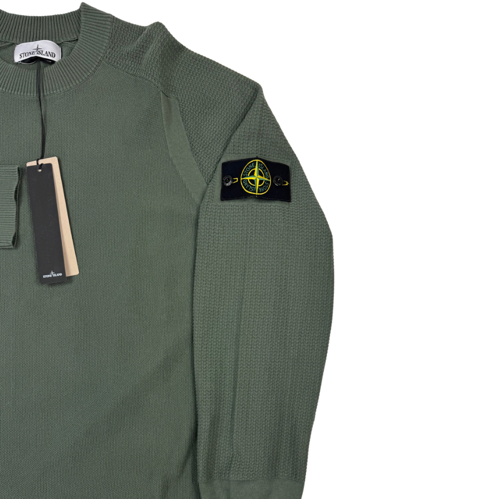 Jersey Stone Island cuello redondo verde cacería - talla 2XL