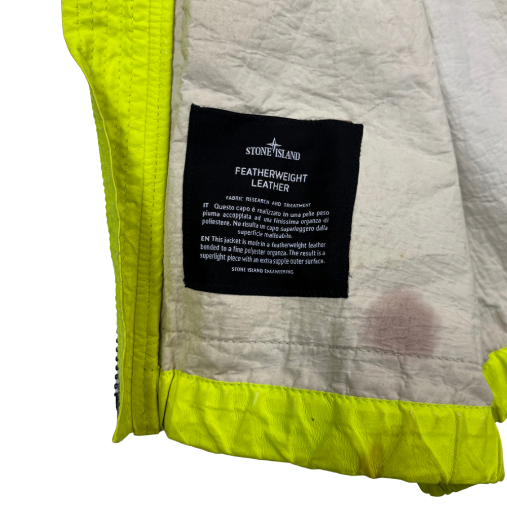 Chaqueta Stone Island FeatherWheight Leather 2016 Amarillo Neón - talla XL