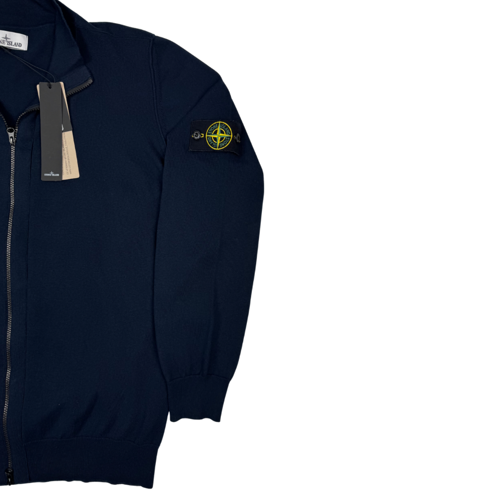 Jersey Stone Island cuello redondo con cremallera azul marino - talla 3XL