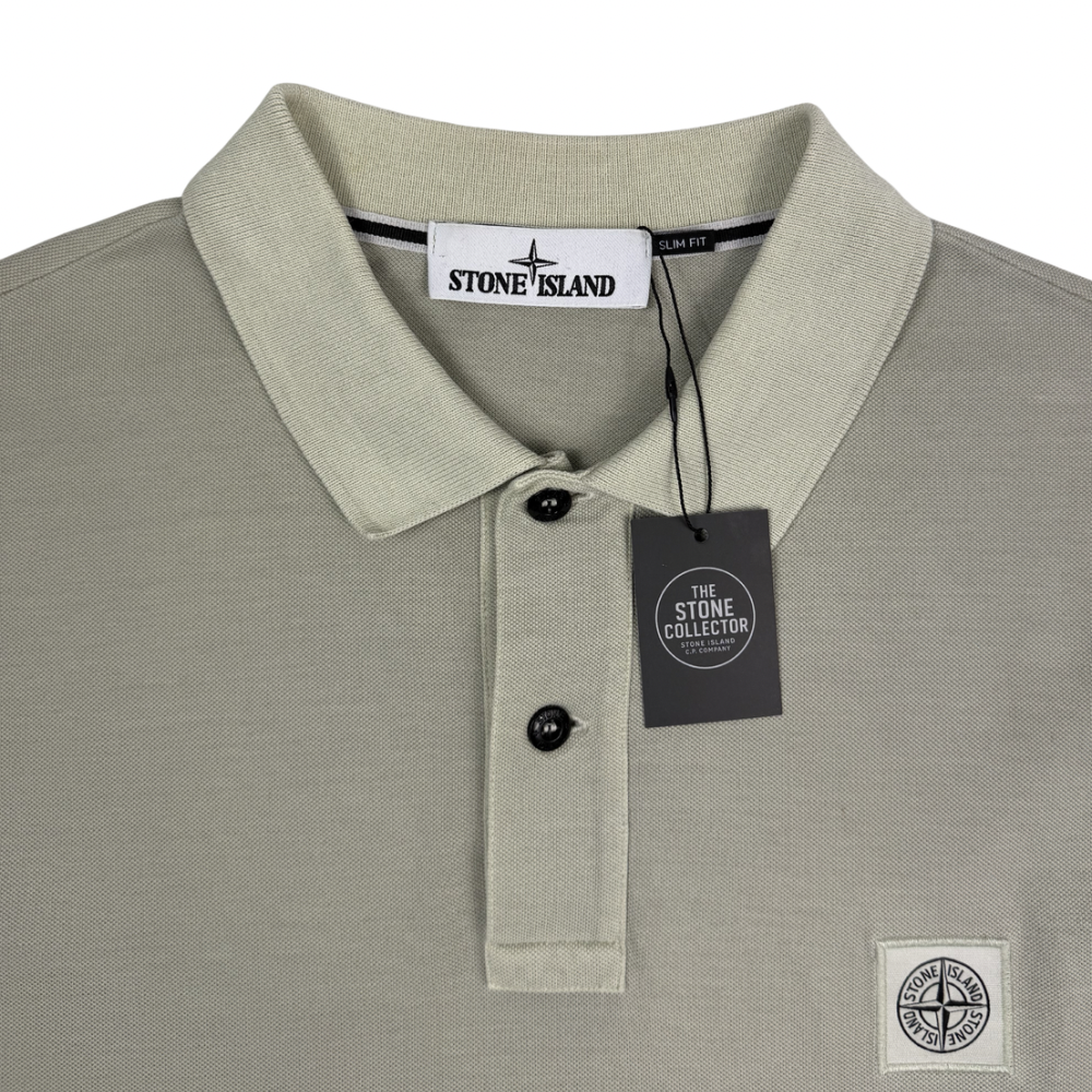 Polo Stone Island verde salvia claro manga corta - talla 2XL