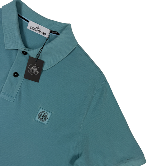 Polo Stone Island azul turquesa manga corta - talla 2XL
