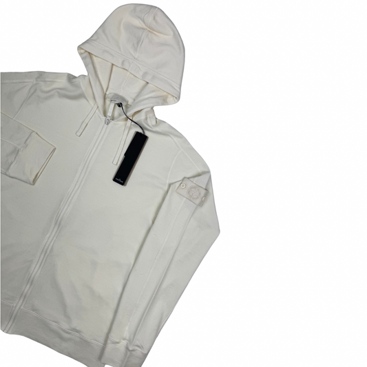 Sudadera Stone Island Ghost con capucha y cremallera blanco roto - talla XL