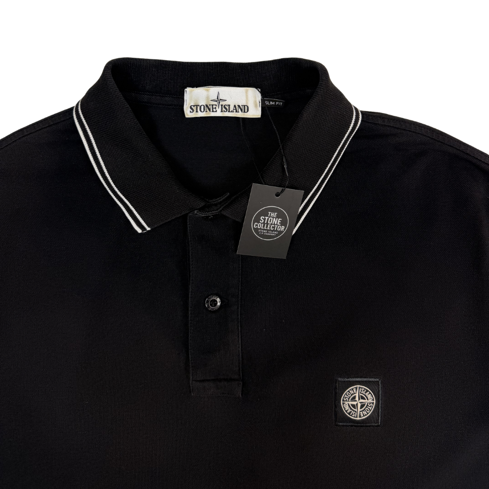 Polo Stone Island negro manga corta - talla 2XL