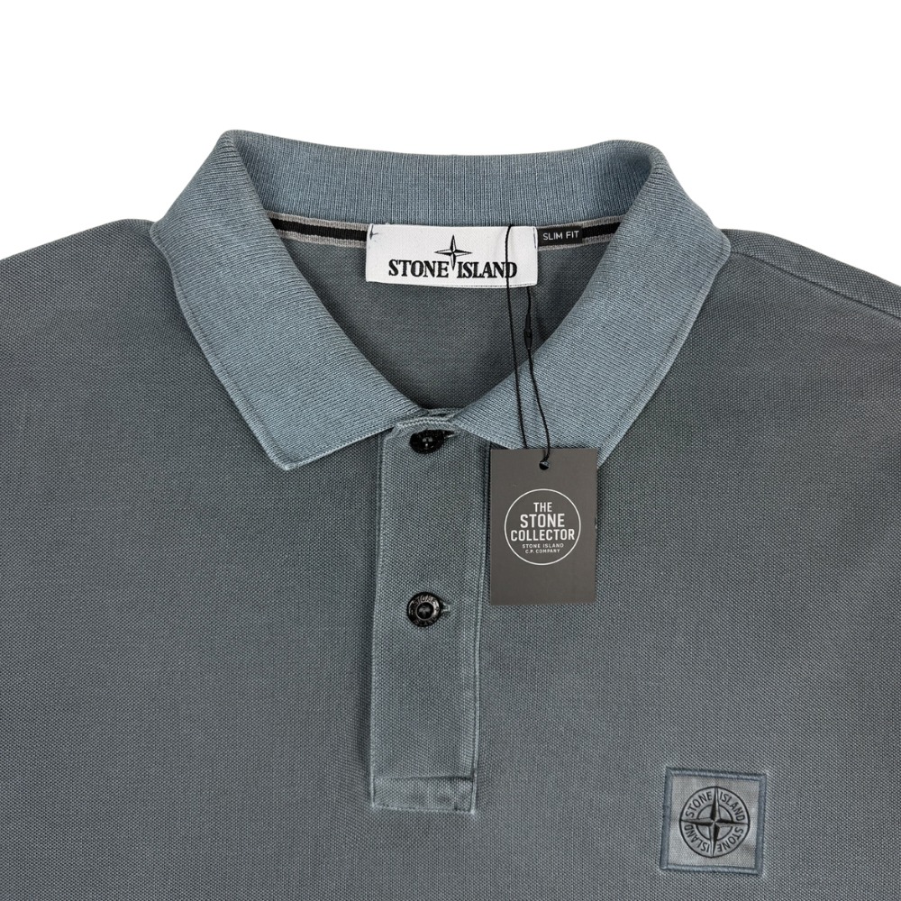 Polo Stone Island azul grisáceo manga corta - talla 2XL