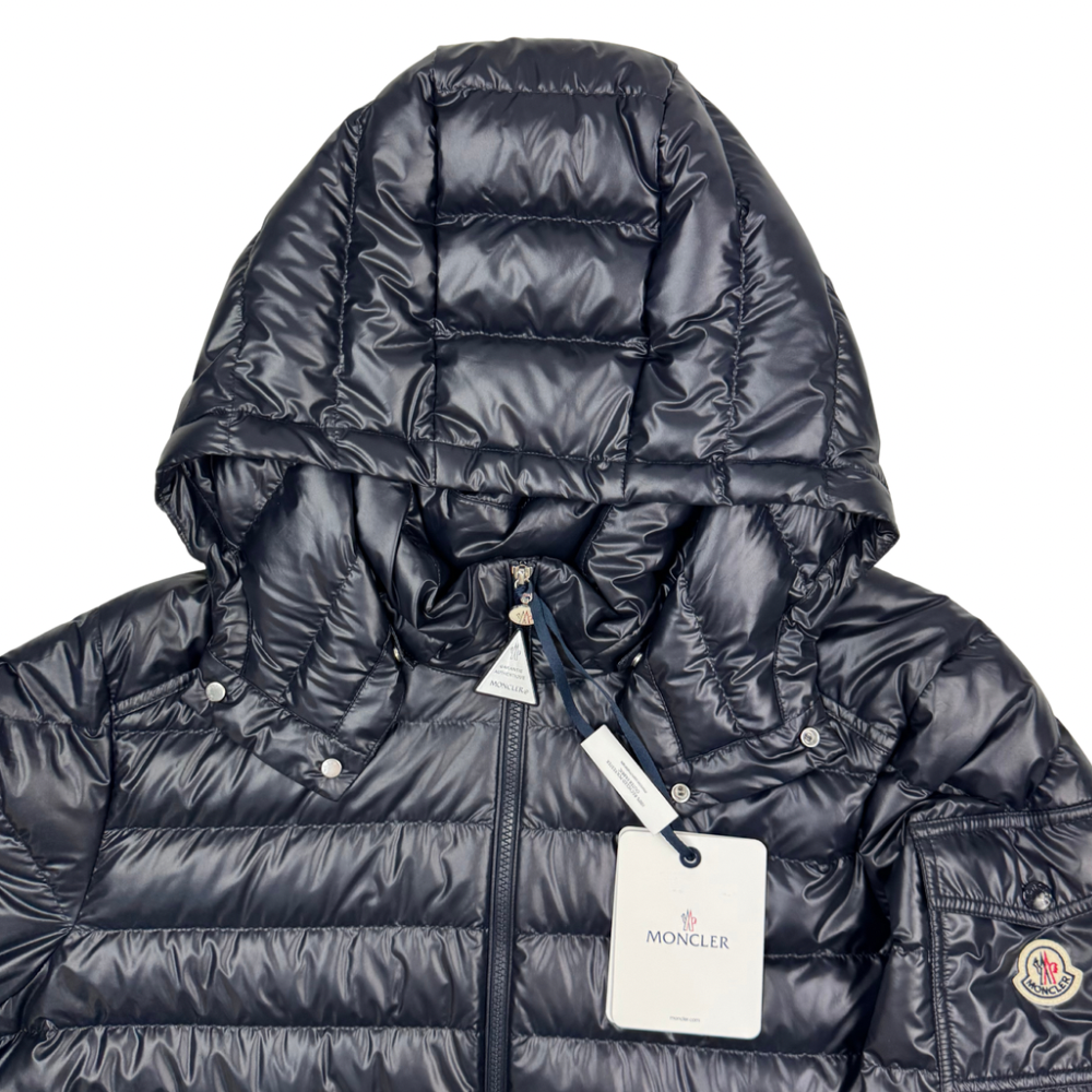 Plumífero con capucha Moncler Lauros azul marino - talla 5(XL)