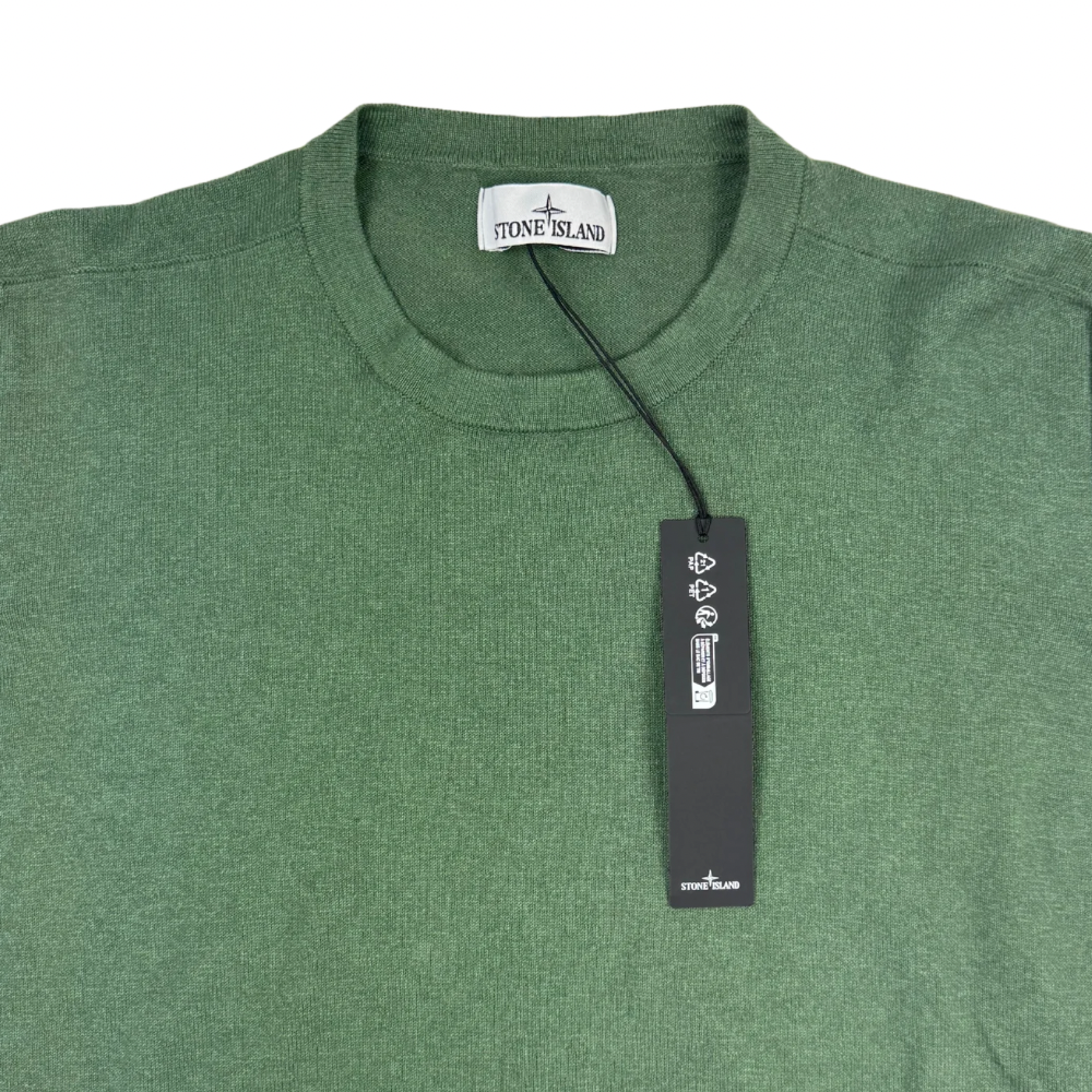Jersey Stone Island cuello redondo verde oliva - talla 2XL/3XL