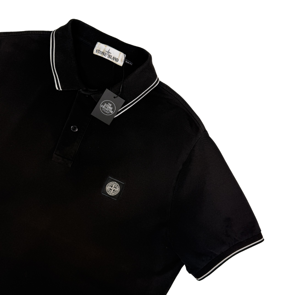 Polo Stone Island negro manga corta - talla 2XL