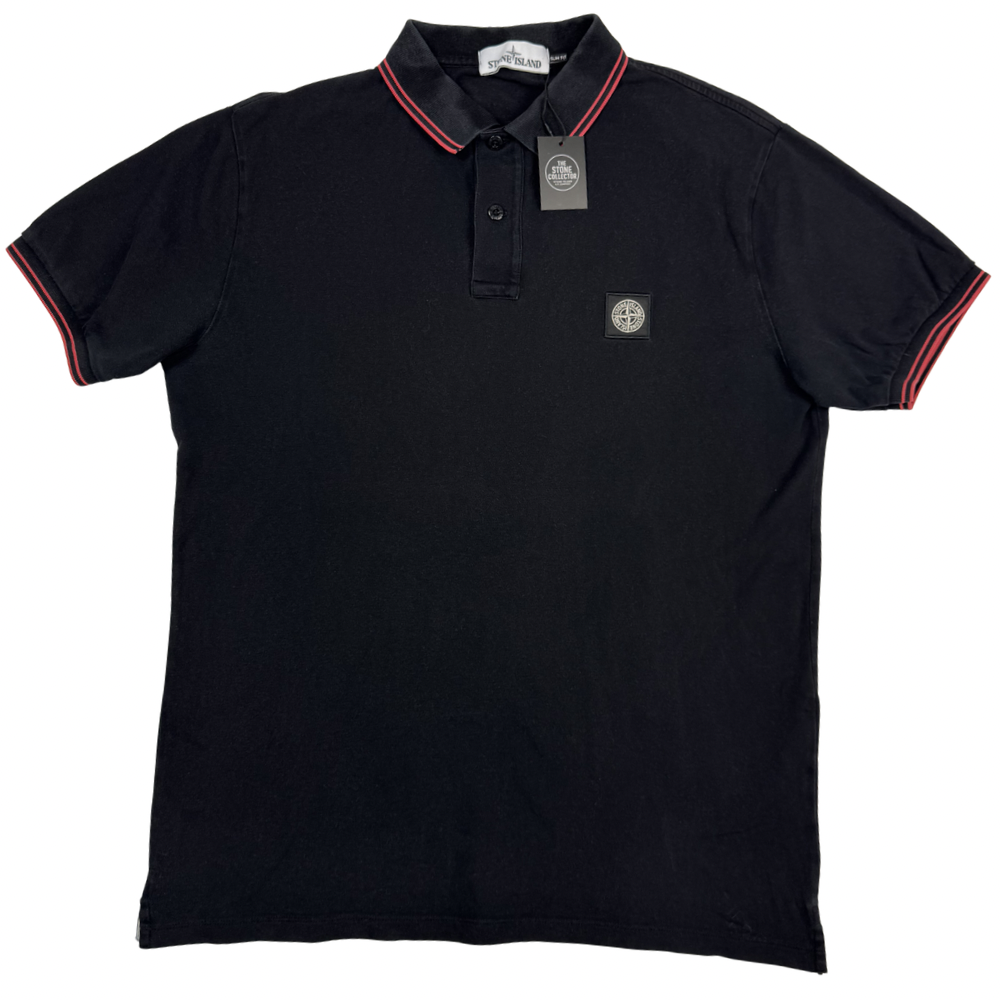 Polo Stone Island negro manga corta - talla 2XL