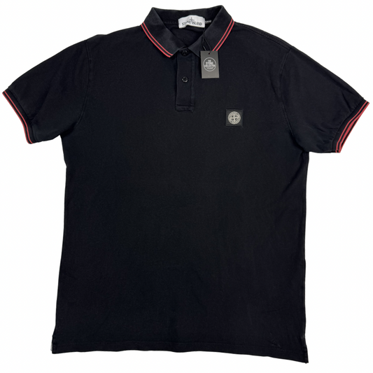 Polo Stone Island negro manga corta - talla 2XL