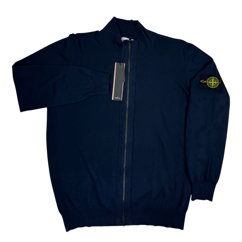 Jersey Stone Island cuello redondo con cremallera azul marino - talla 3XL