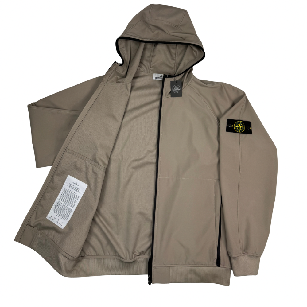 Chaqueta Stone Island Light Soft Shell-R e.dye Technology in Recycled Polyester beige - talla 2XL