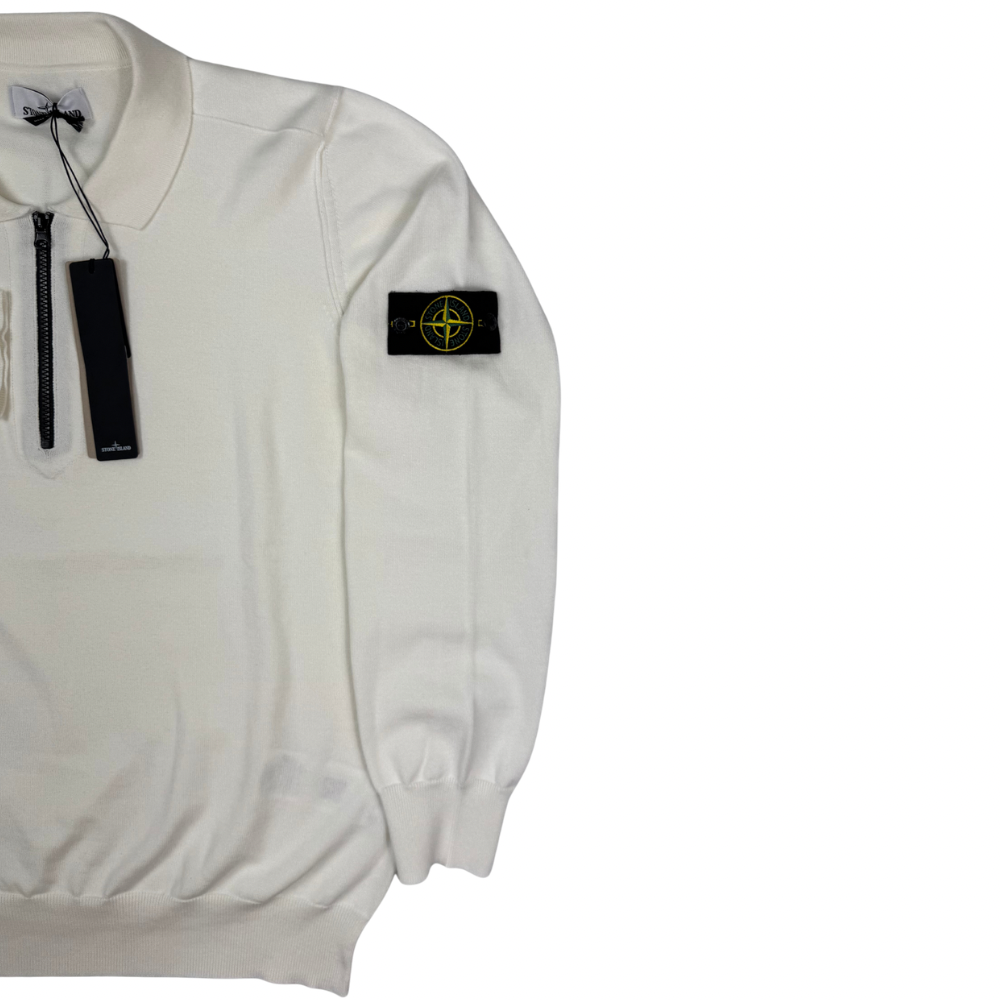 Jersey Stone Island Half-zip blanco roto - talla 3XL