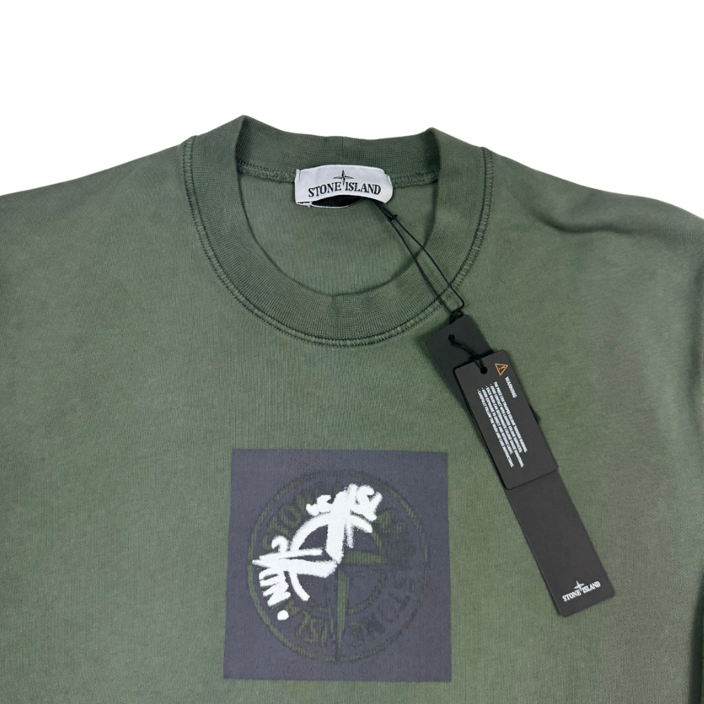 Sudadera cuello redondo Stone Island verde - talla L