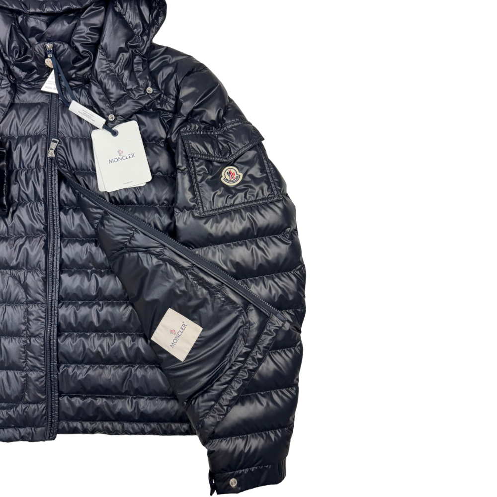 Plumífero con capucha Moncler Lauros azul marino - talla 5(XL)