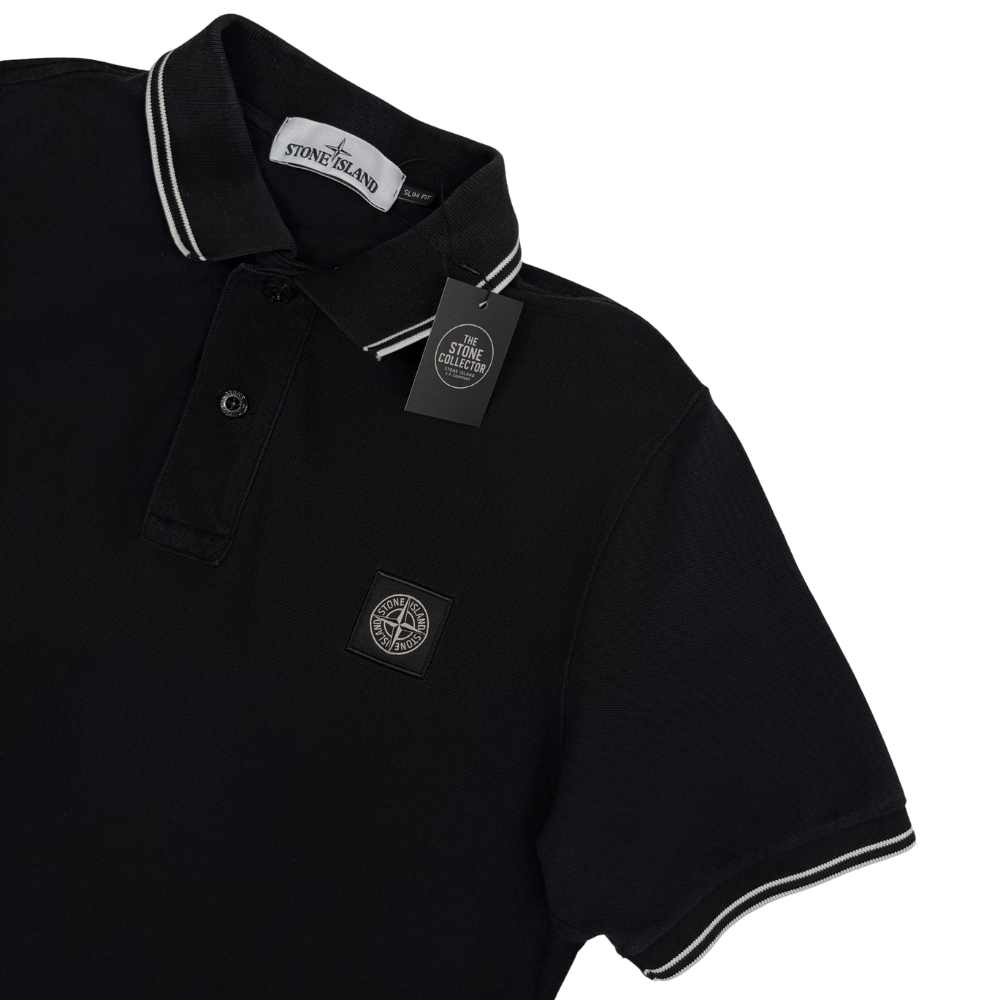 Polo Stone Island negro manga corta - talla M