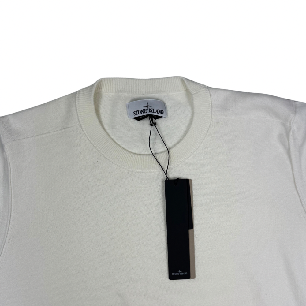 Jersey Stone Island cuello redondo blanco roto- talla XL/3XL