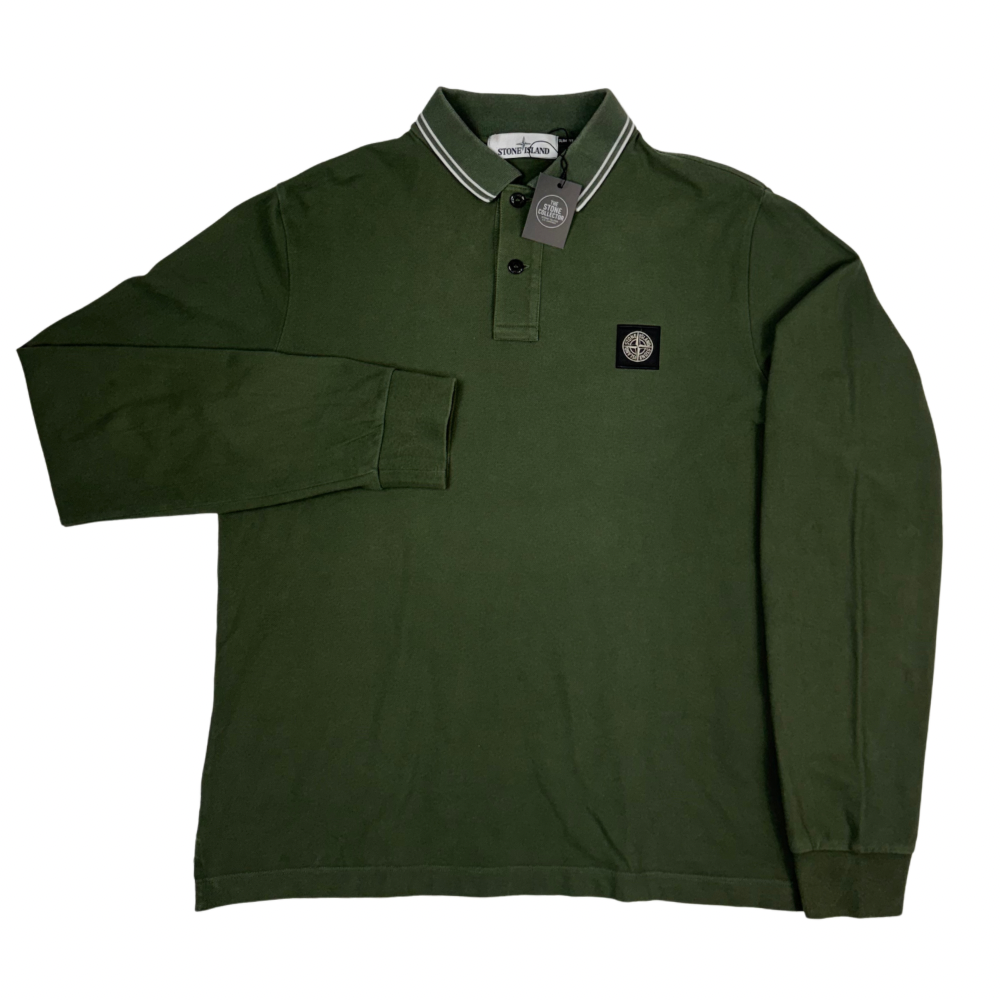 Polo Stone Island Verde manga larga - talla XL