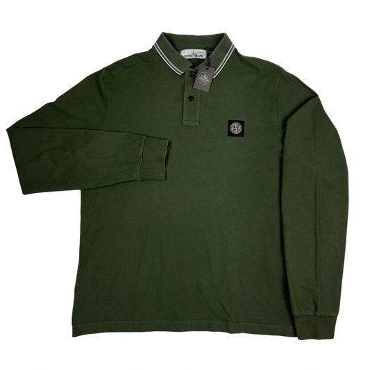 Polo Stone Island Verde manga larga - talla XL