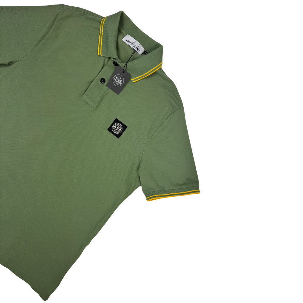 Polo Stone Island verde manga corta - talla L