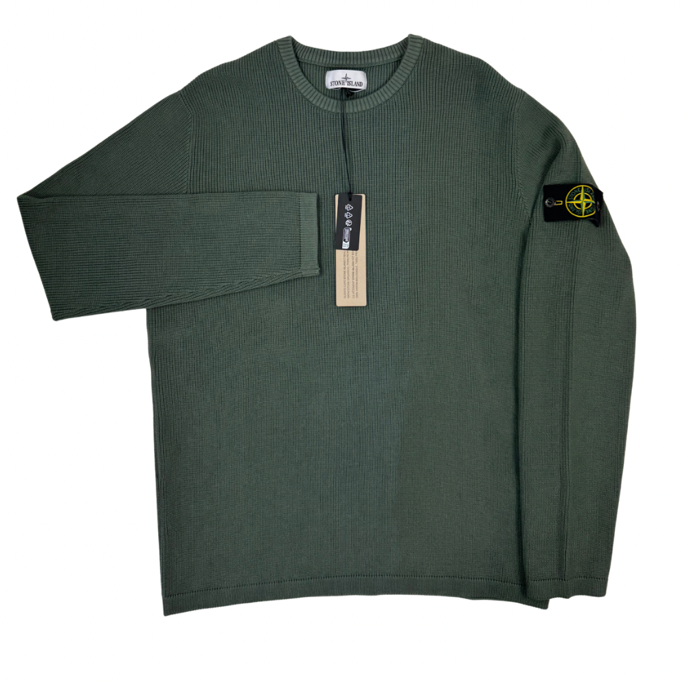 Jersey Stone Island cuello redondo verde cacería - talla XL