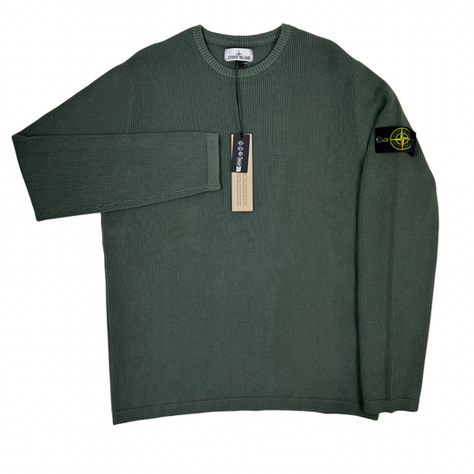 Jersey Stone Island cuello redondo verde cacería - talla XL