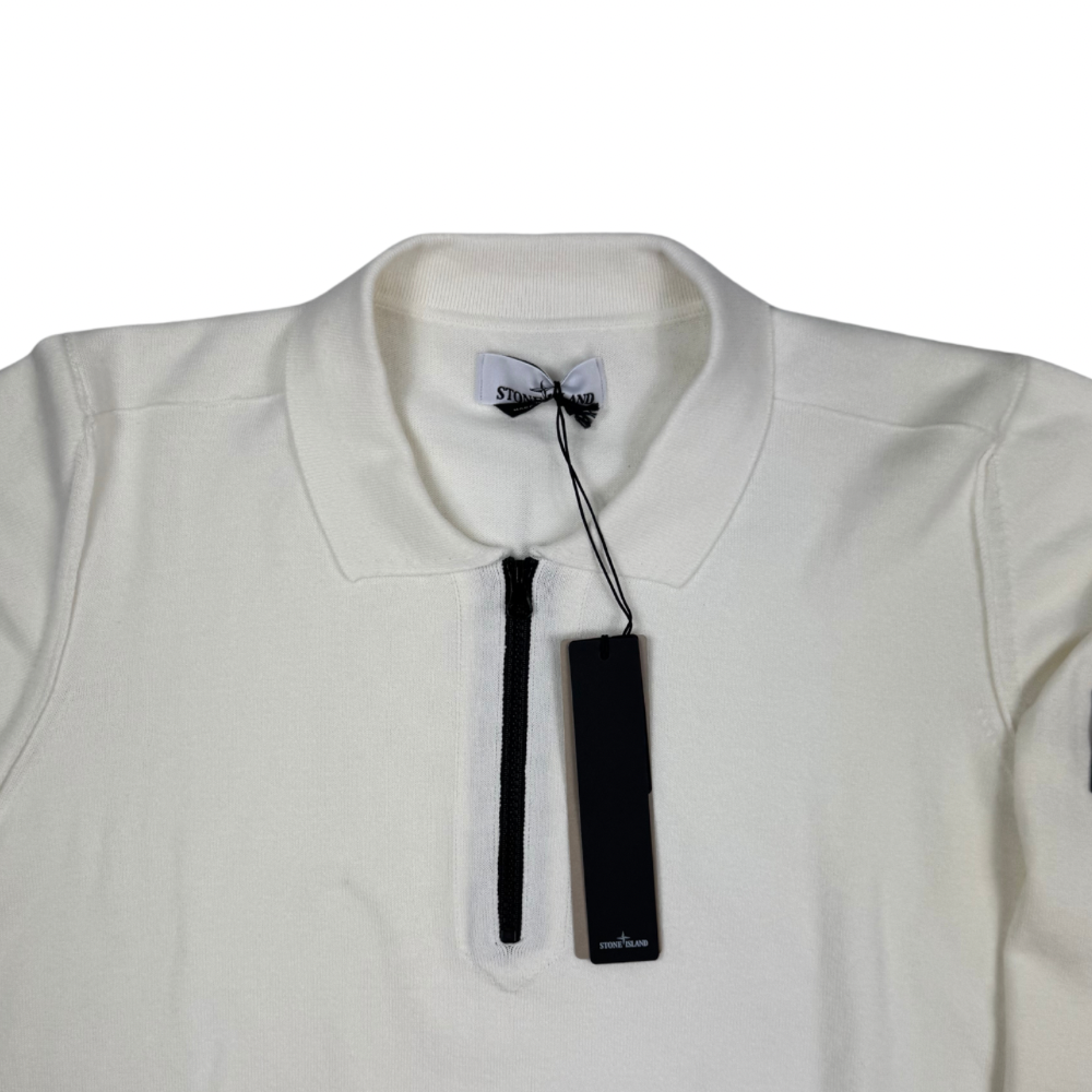 Jersey Stone Island Half-zip blanco roto - talla 3XL