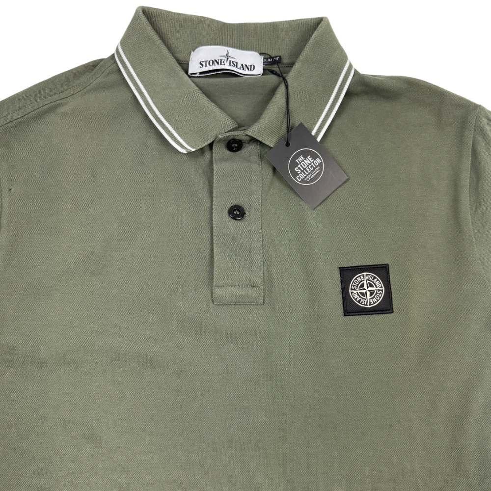 Polo Stone Island verde manga corta - talla XL