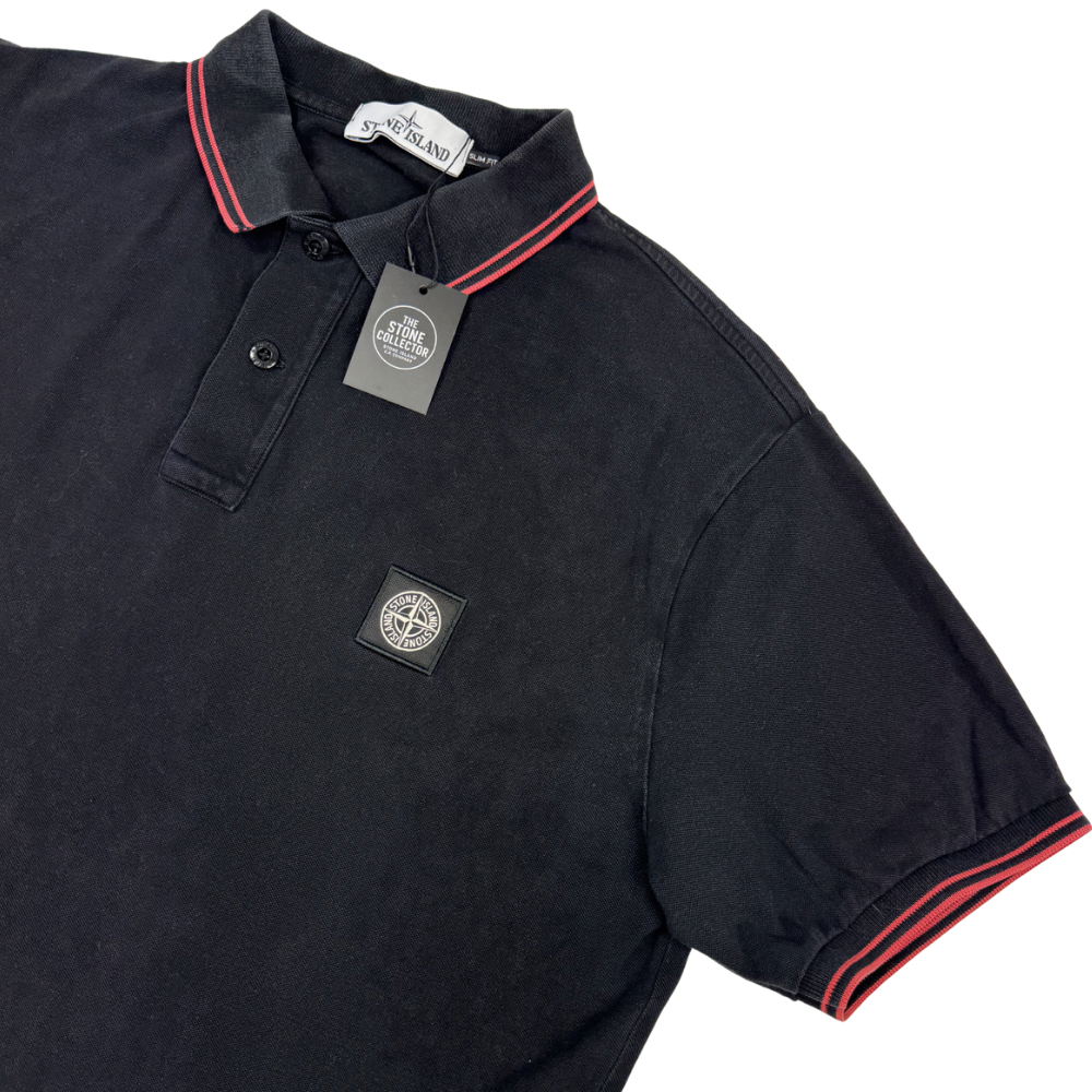Polo Stone Island negro manga corta - talla 2XL