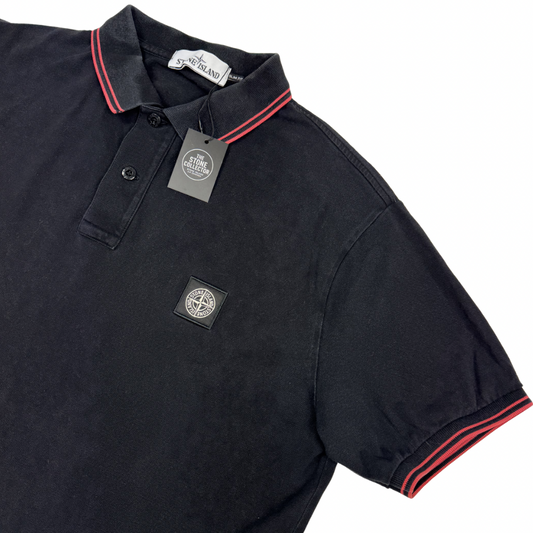 Polo Stone Island negro manga corta - talla 2XL