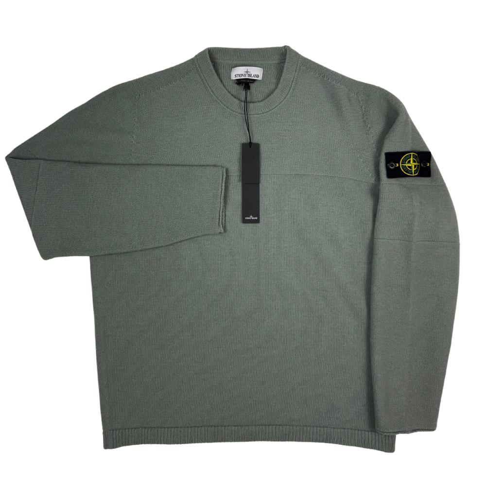 Jersey Stone Island cuello redondo de punto verde - talla XL