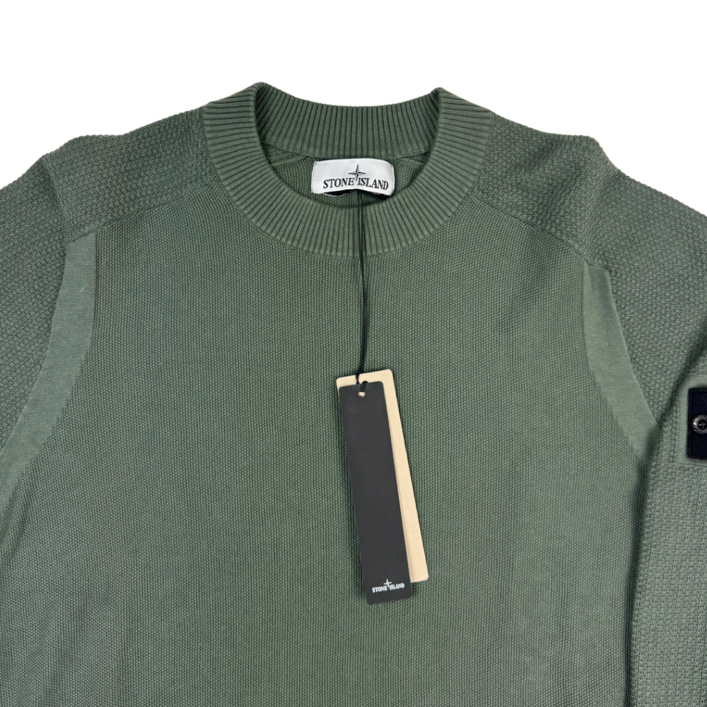 Jersey Stone Island cuello redondo verde cacería - talla 2XL