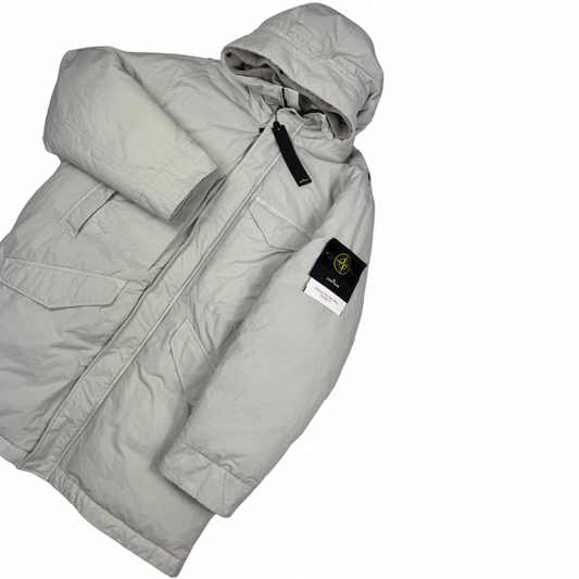 Abrigo Stone Island Opaque Nylon Twill Down-TC Blanco roto - talla 3XL