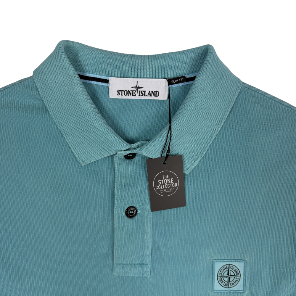 Polo Stone Island azul turquesa manga corta - talla 2XL