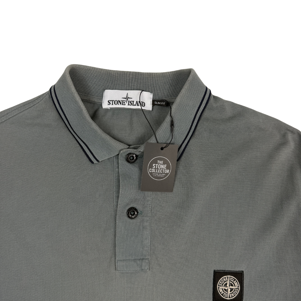 Polo Stone Island gris manga corta - talla L (fit XL)