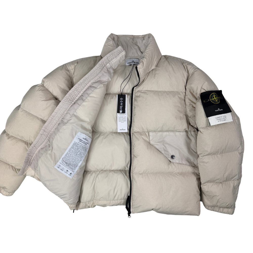 ABRIGO PLUMAS GARMENT DYED CRINKLE REPS R-NY DOWN STONE ISLAND - talla M