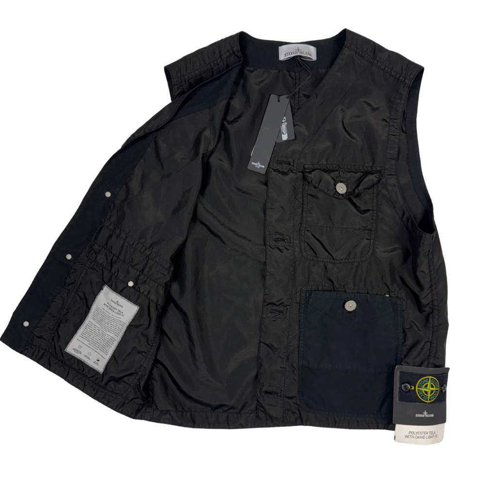 Chaqueta sin mangas Stone Island  Polyester Tela With David Light-TC negro - talla M/L