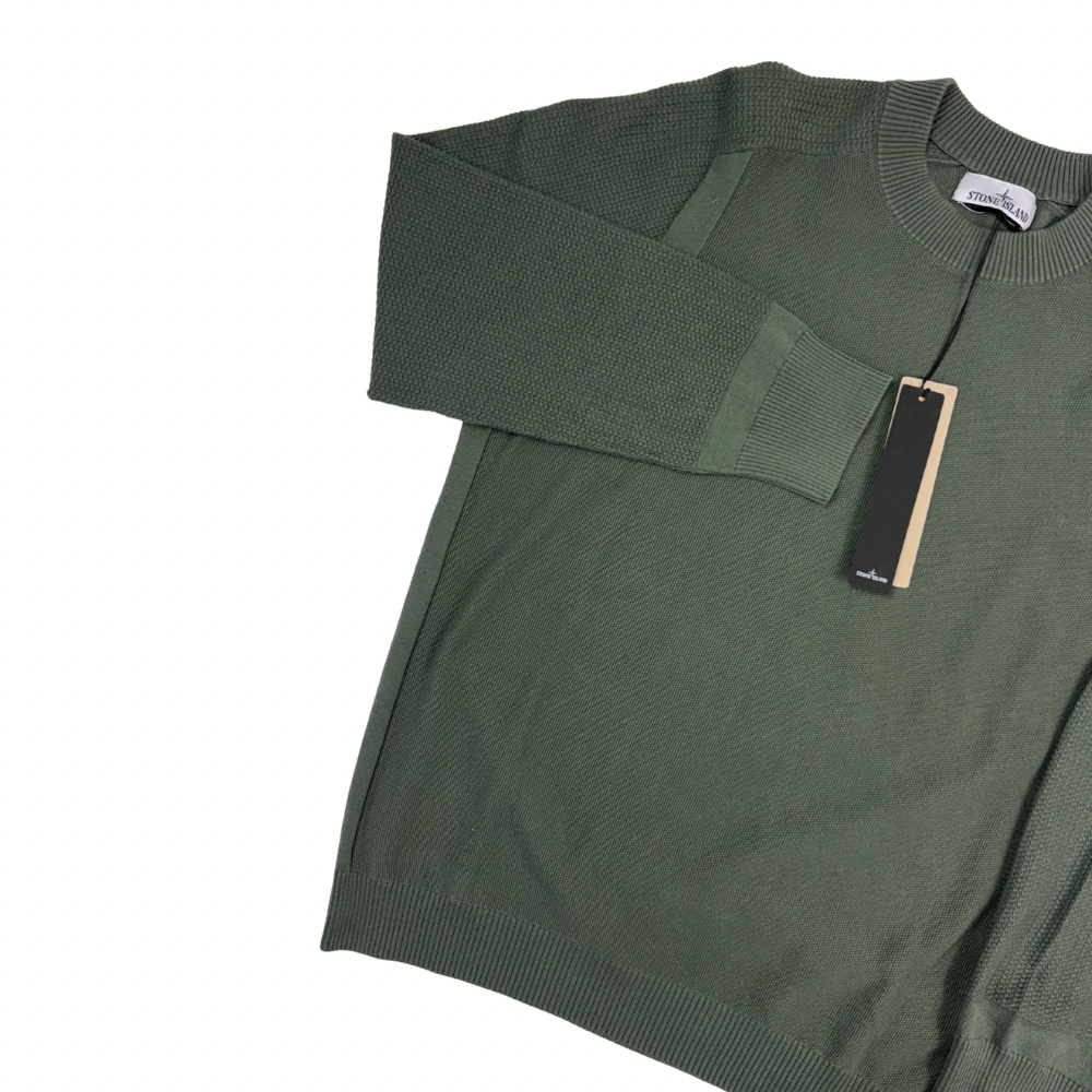 Jersey Stone Island cuello redondo verde cacería - talla 2XL
