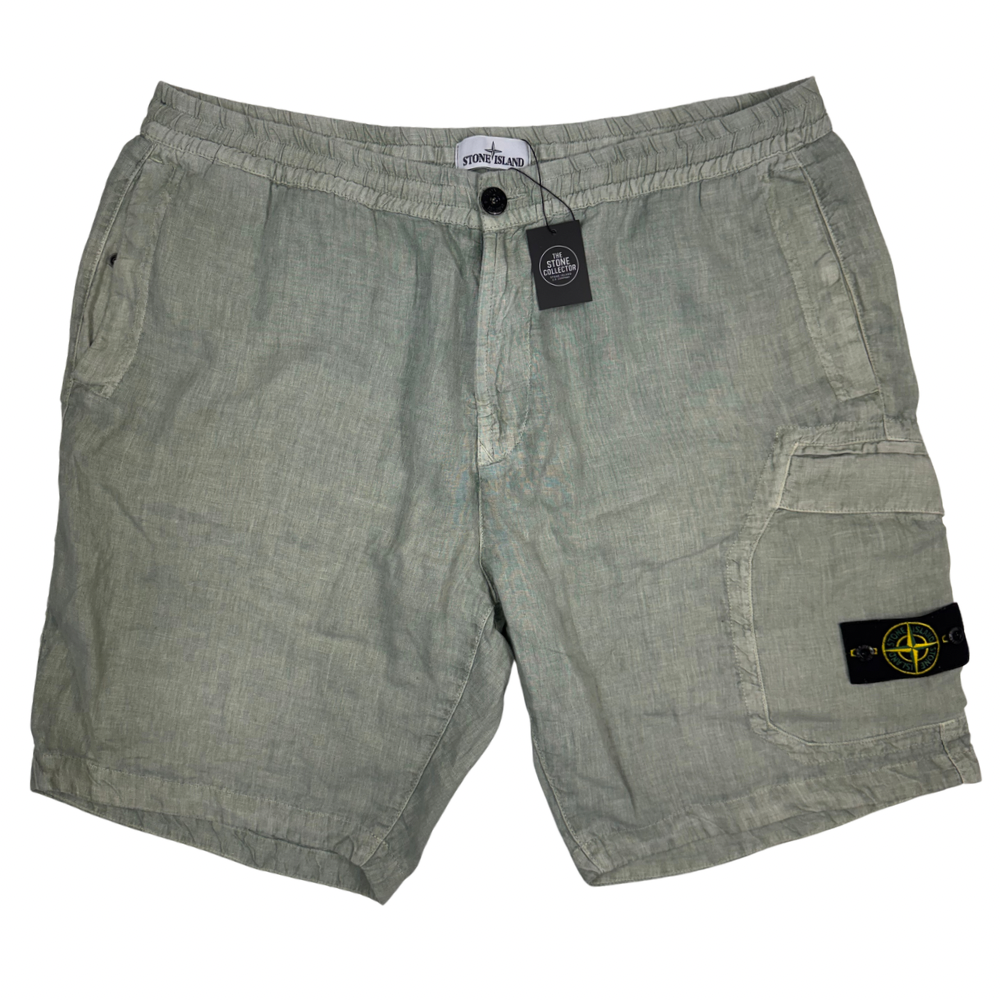 Pantalón Corto Lino Stone Island verde - talla W/40