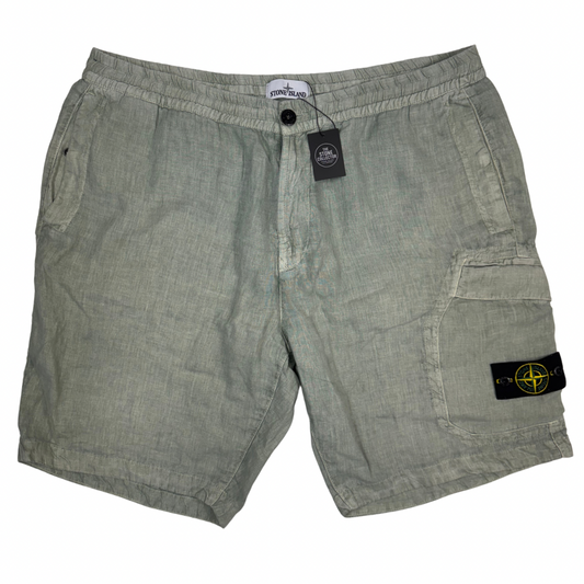 Pantalón Corto Lino Stone Island verde - talla W/40