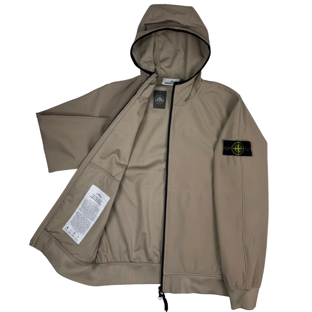 Chaqueta Stone Island Light Soft Shell-R e.dye Technology in Recycled Polyester beige - talla M