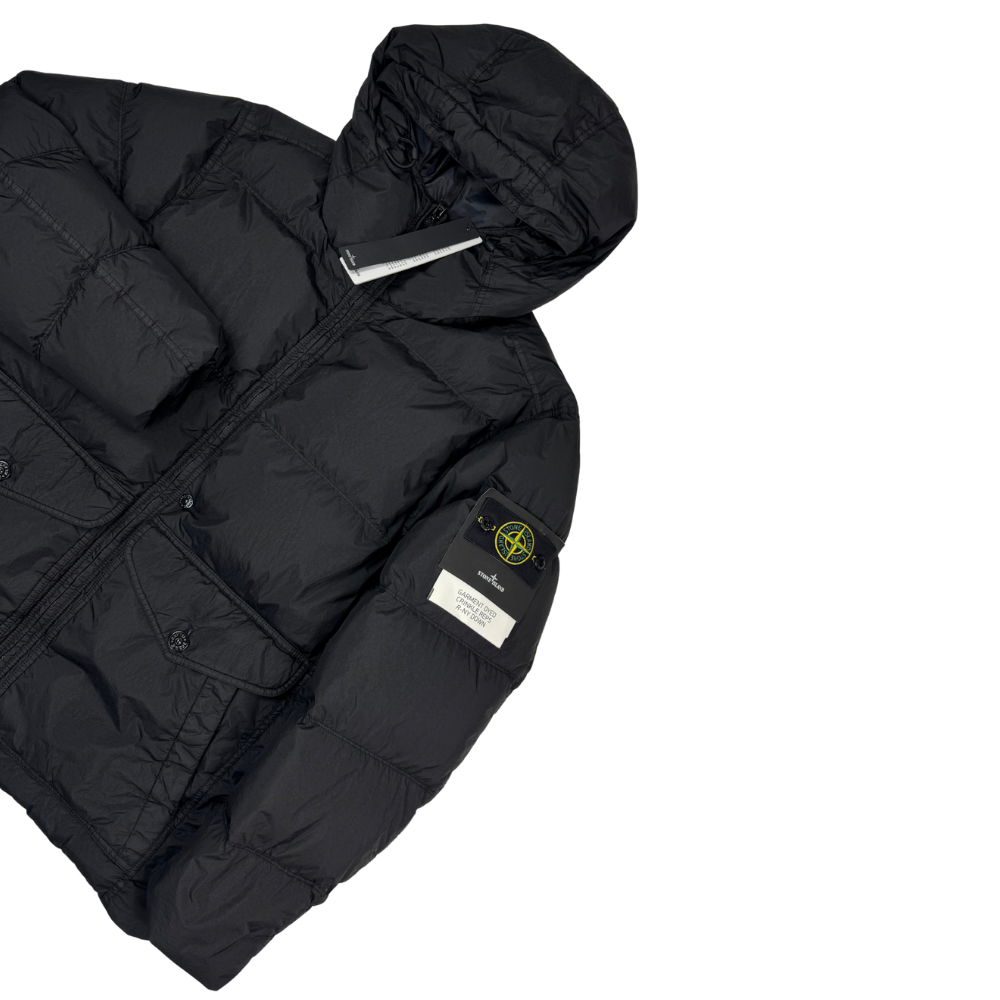Abrigo Stone Island Garment Dyed Crinkle Reps R-NY Down Negro - talla L