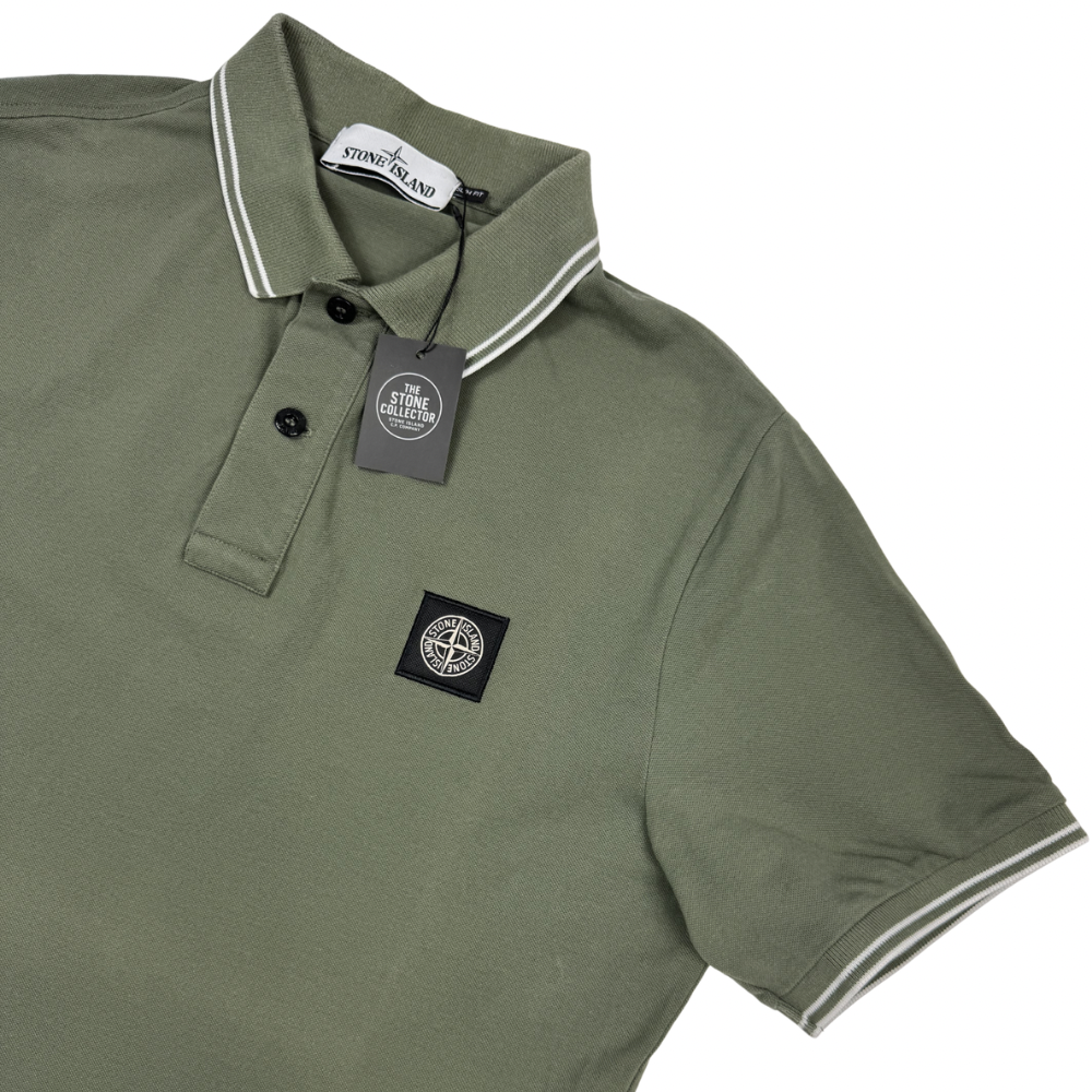 Polo Stone Island verde manga corta - talla XL