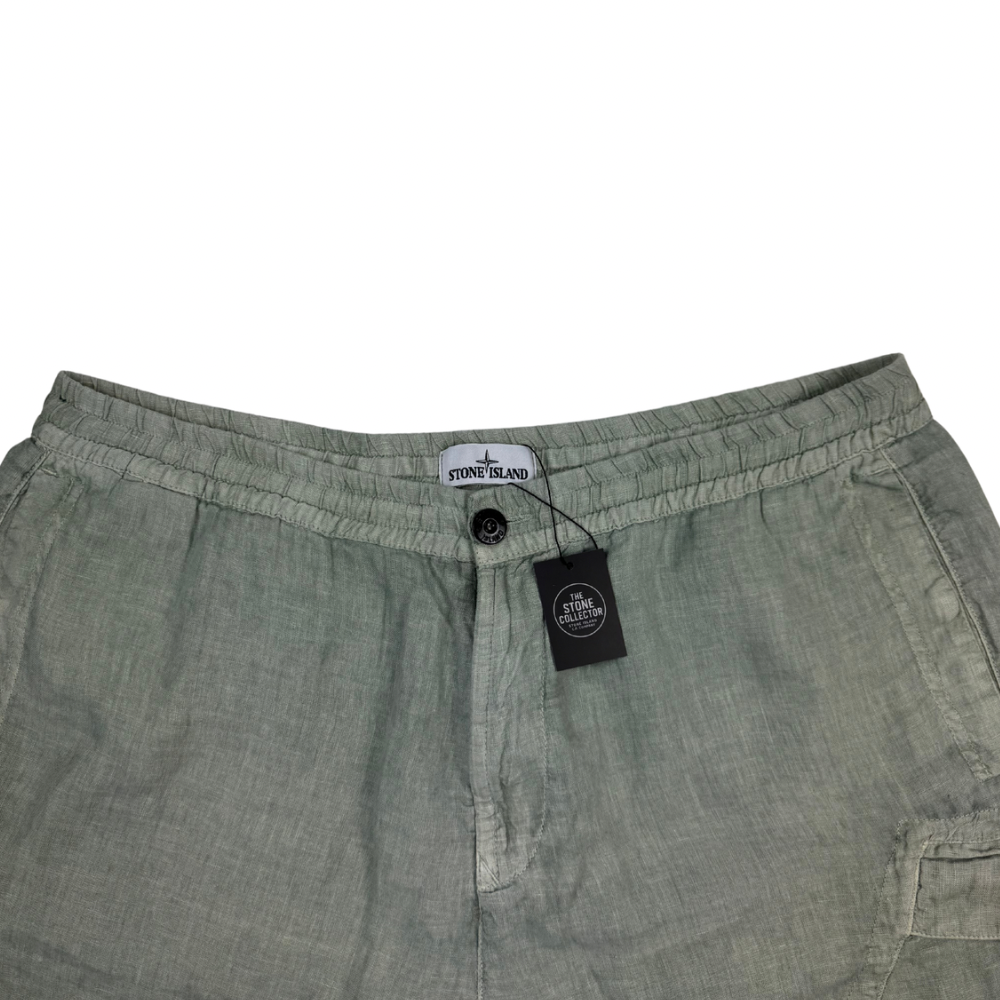 Pantalón Corto Lino Stone Island verde - talla W/40