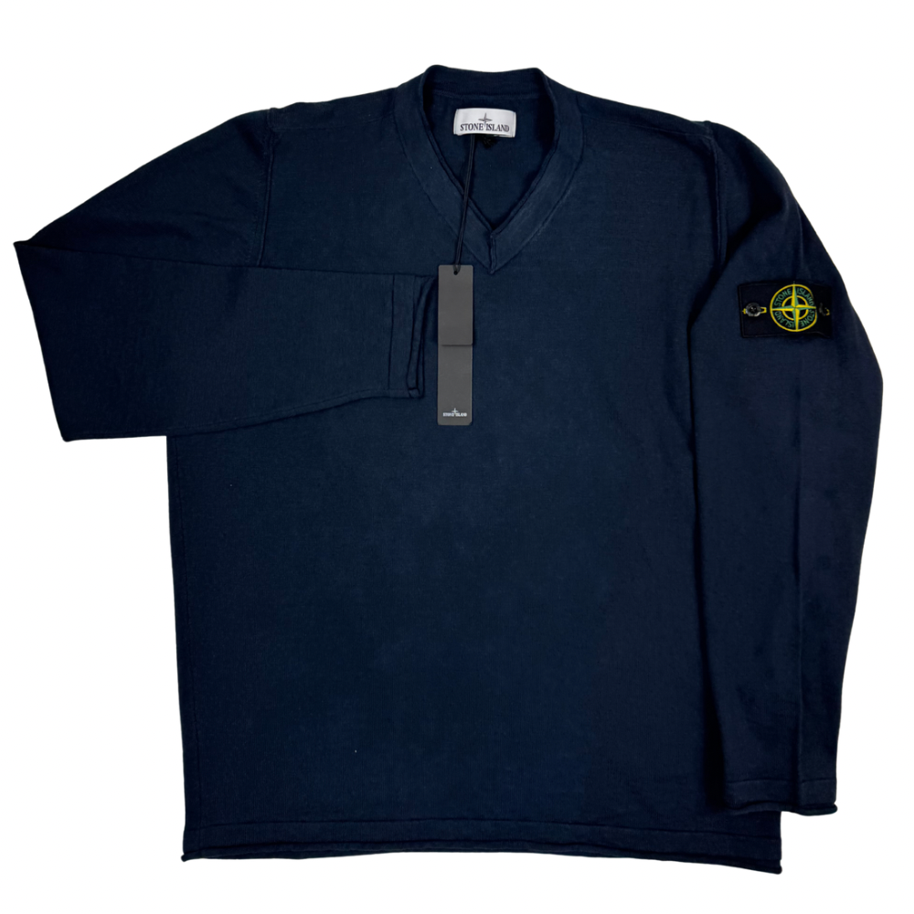Jersey Stone Island cuello V azul marino - talla 2XL