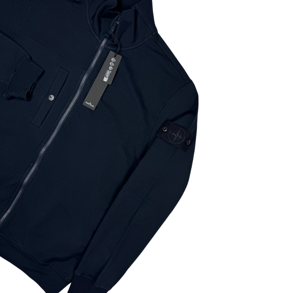 Sudadera Stone Island Ghost con cremallera y bolsillo azul marino - talla L