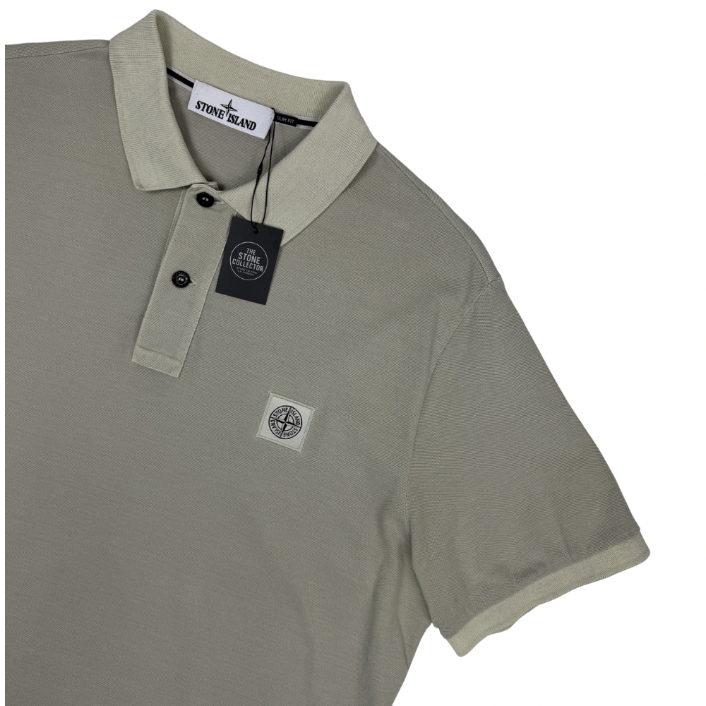 Polo Stone Island verde salvia claro manga corta - talla 2XL
