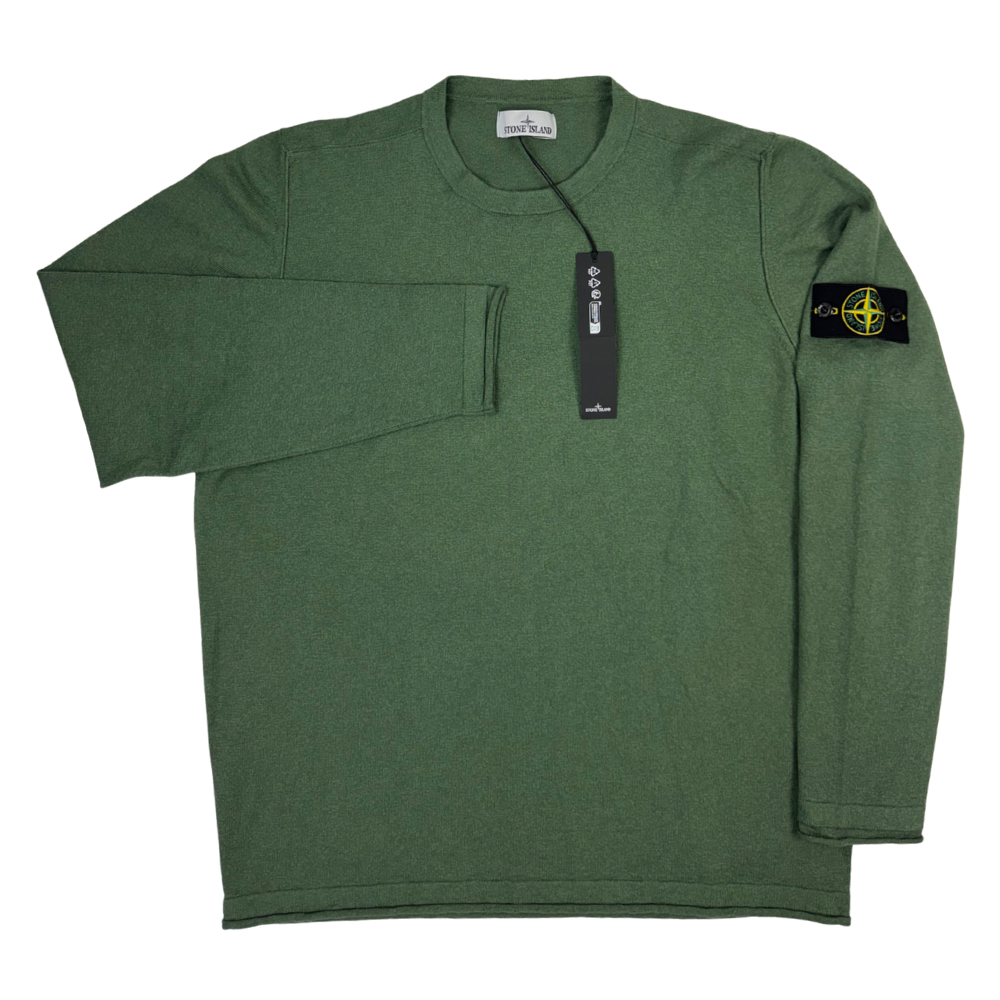 Jersey Stone Island cuello redondo verde oliva - talla 2XL/3XL