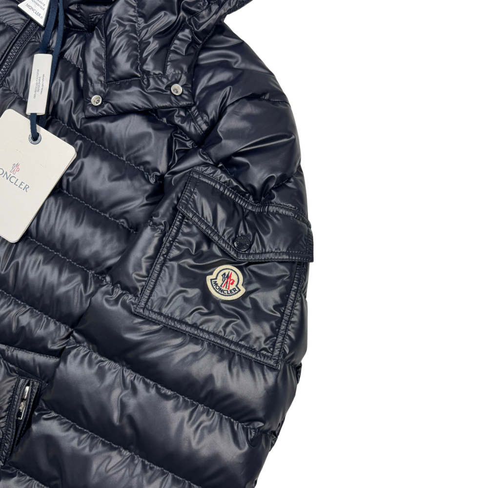 Plumífero con capucha Moncler Lauros azul marino - talla 5(XL)