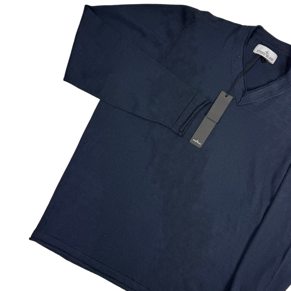 Jersey Stone Island cuello V azul marino - talla 2XL